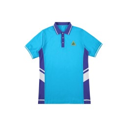 Customized blue short-sleeved Polo shirt. Personal design for easy slow cycling. Contrast color patch on the waist. Men's short-sleeved Polo shirt P1579 Customized blue short-sleeved Polo shirt. Personal design for easy slow cycling. Contrast color patch on the waist. Men's short-sleeved Polo shirt P1579